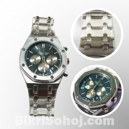 Audemars Piguet Silver Chain Blueish Dial Watch